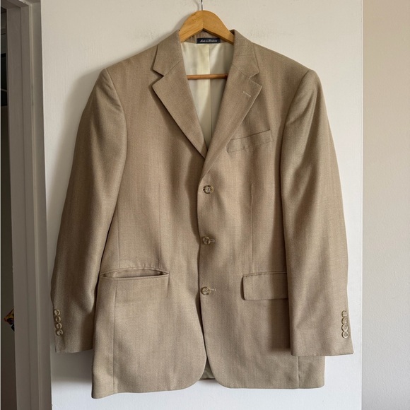 Oscar de la Renta Other - Oscar De La Renta Vintage Tan Silk Wool Sport Coat size 40R